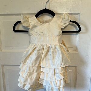 Think Pink Bows 6/12 Mo Baby Toddler Cream Off White Dress Ruffles Flower Girl